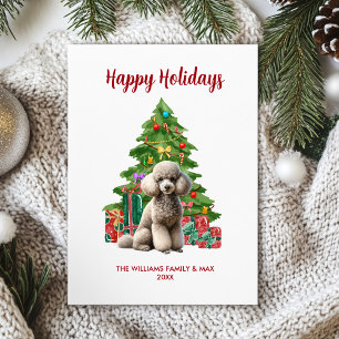 Familia de perro caniche lindo en Navidad
