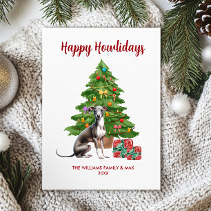 Familia de perro galgo en Navidad