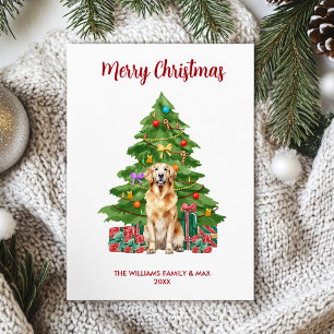 Familia de perro Retriever dorado en Navidad