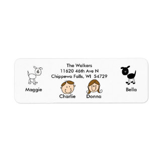Familia de personalizables 2 Perros Etiquetas de d