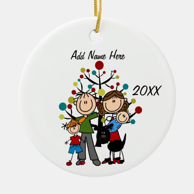 Familia de personalizables de cuatro con ornamento (Frente)