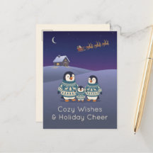 Familia de pingüinos lindos con suéteres | Navidad
