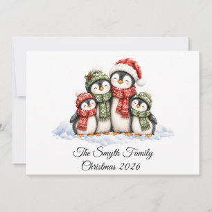 Familia de pingüinos lindos de 4 Navidad personali