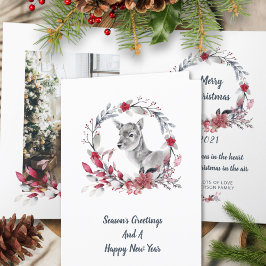 Familia de renos cutáneos una foto Feliz Navidad