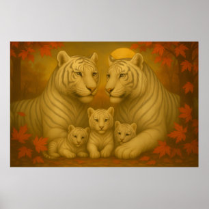 Familia de Tigre Blanco – Lienzo de Arte Fino Ultr