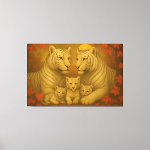 Familia de Tigre Blanco – Lienzo de Arte Fino Ultr