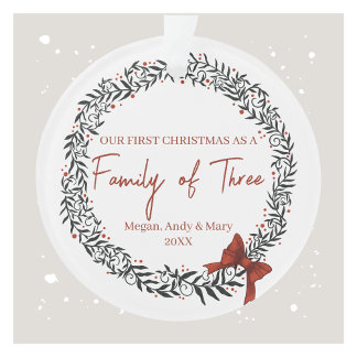 Familia de tres adornos navideños personalizados