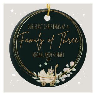 Familia de Tres Ornamentos de Navidad