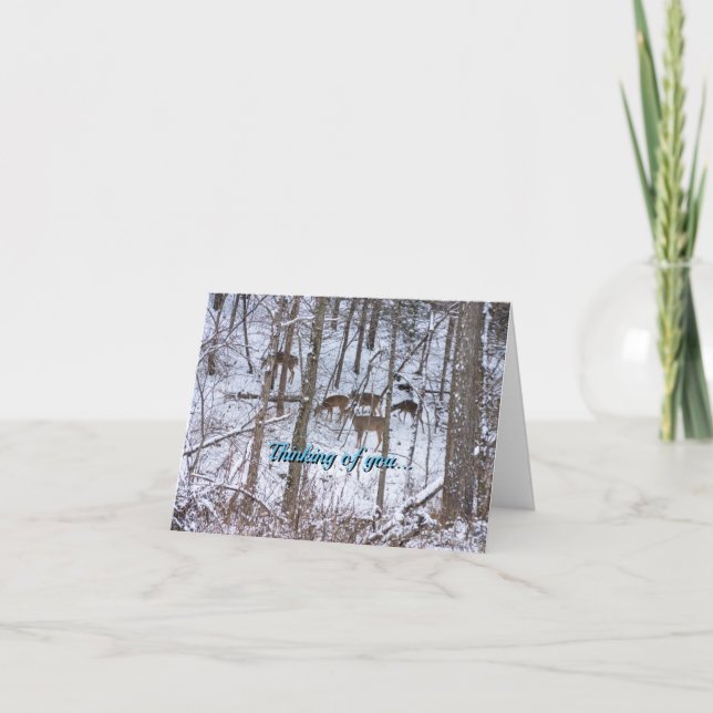 Familia De Venados En Nieve Pensando En Tu Tarjeta (Anverso)