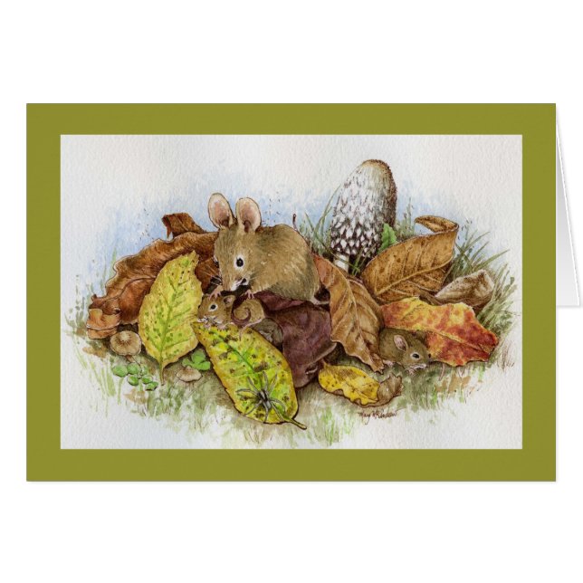 Familia del ratón en las hojas (Anverso (Horizontal))