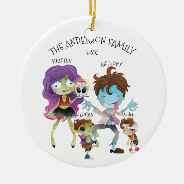 Familia del zombi de la diversión de ornamento de (Frente)