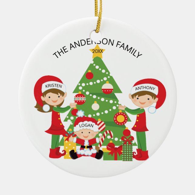 Familia dulce de ornamento personalizado de 3 (Frente)