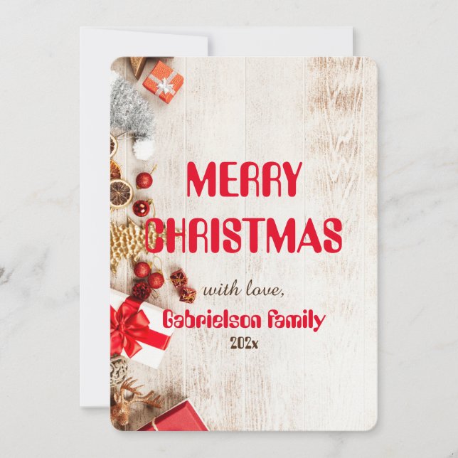 familia elegante de Navidad de madera personalizar (Anverso)