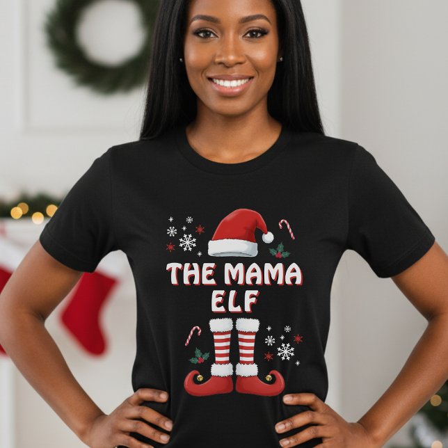 Familia Elf de navidades con divertida camiseta ne (Christmas Elf Family Matching Funny Black T-Shirt
)