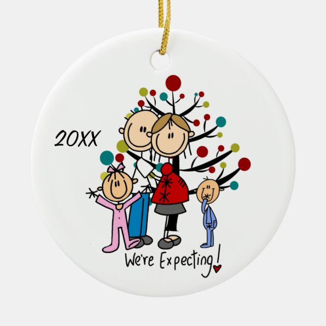 Familia Esperanza Pareja Dos Niños Ornamento Cerám (Frente)