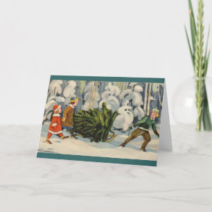 Familia estonia con el árbol de navidad