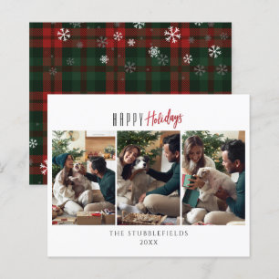 Familia Felices Fiestas 3 Fotos Tarjeta de Navidad