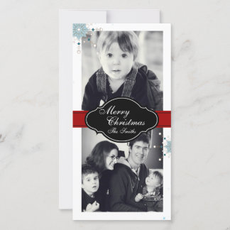 Familia Feliz Navidad Dos tarjetas de foto - Rojo 