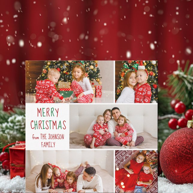 Familia festiva 5 Foto Verde Rojo Feliz Navidad (Subido por el creador)