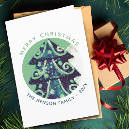 Familia festiva de árbol de Navidad decorada