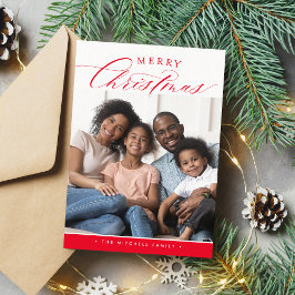FAMILIA FOTO Feliz Navidad linda caligrafía roja