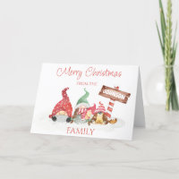Familia Gnome con tarjeta de Navidades de perros r