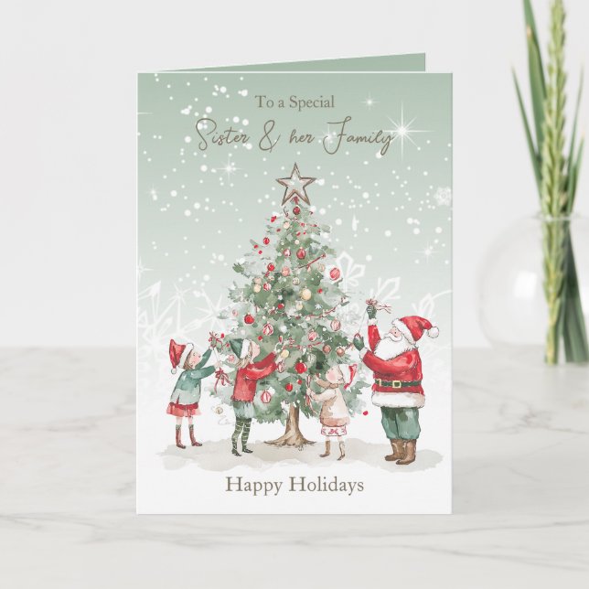 Familia hermana árbol de Navidad Santa (Anverso)