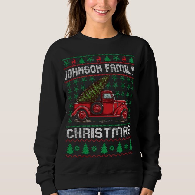 Familia Johnson Navidades feos Sweater Red Truck F (Anverso)