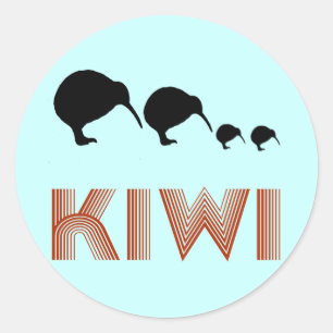 Familia Kiwi Retro Pegatina de Nueva Zelanda