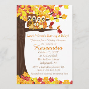 Familia Lechuza En Colorido Árbol Invitación Baby