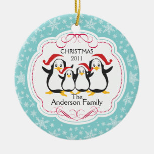 Familia linda de los pingüinos de ornamento de 4