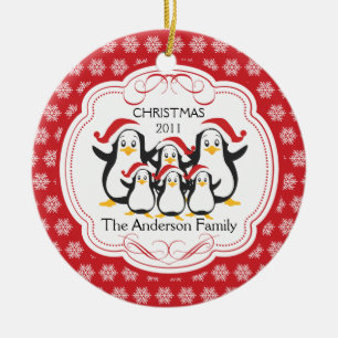 Familia linda de los pingüinos de ornamento de 6