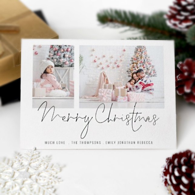 Familia moderna 2 fotos Script Merry Christmas Car (Modern and stylish. Part of a collection of matching festive  items.)