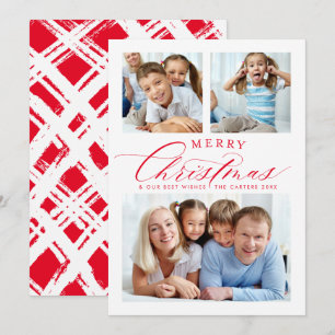 FAMILIA MULTI FOTO tradicional feliz navidad rojo