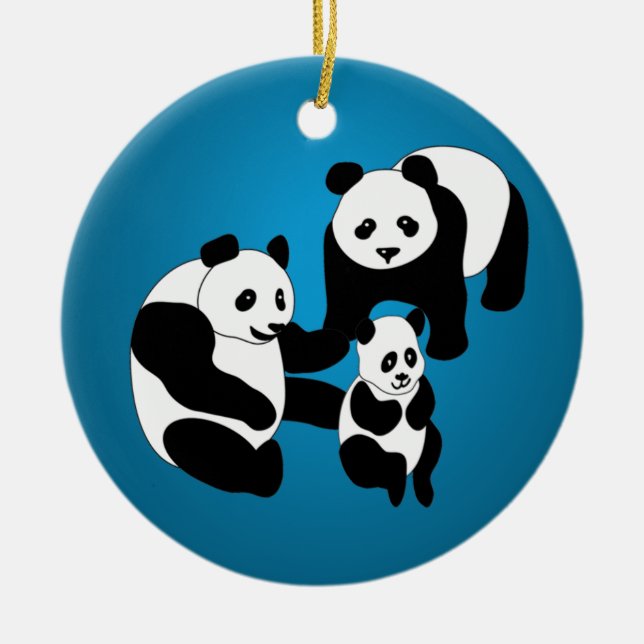 Familia Panda de Ornamento de Navidad de Tres Pers (Frente)
