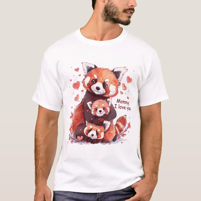 Familia Panda Roja: Mami, te amo camiseta (Anverso)