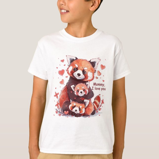 Familia Panda Roja: Mami, te amo camiseta (Anverso)