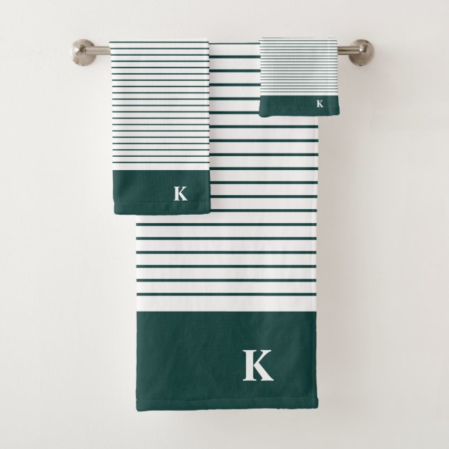 Familia personalizada monogramada de rayas verdes  (In situ)