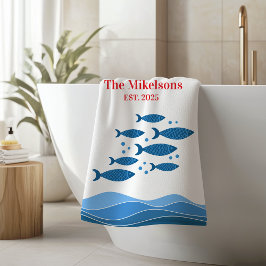 Familia personalizada Pescado costero azul moderno