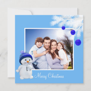 Familia personalizada y muñeco de nieve en Navidad