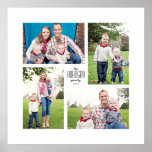Familia Personalizado cuadrada Impresión de 4 foto<br><div class="desc">Captura los recuerdos del año en una huella cuadrada de personalizable con cuatro de tus fotos familiares favoritas,  nombre y año.</div>