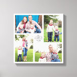 Familia Personalizado cuadrada - Lienzo de 4 fotos<br><div class="desc">Captura los recuerdos del año en una huella cuadrada de personalizable con cuatro de tus fotos familiares favoritas,  nombre y año.</div>