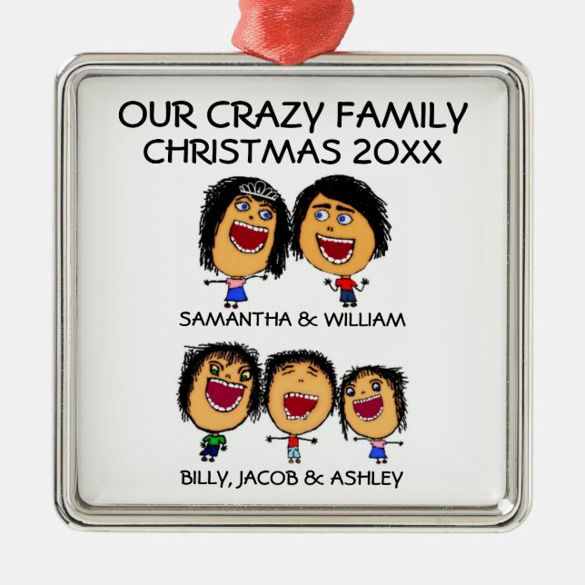 Familia personalizado de cinco ornamentos (Frente)