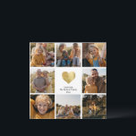 Familia personalizado multifoto Keepsake Gold Hear<br><div class="desc">Collage de fotos moderno,  sencillo y elegante,  en un diseño de rejilla con un corazón dorado y un mensaje personalizado de tu familia.</div>