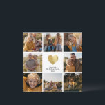Familia personalizado multifoto Keepsake Gold Hear<br><div class="desc">Collage de fotos moderno,  sencillo y elegante,  en un diseño de rejilla con un corazón dorado y un mensaje personalizado de tu familia.</div>