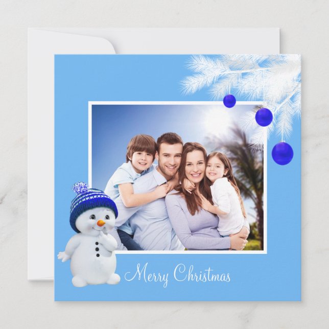 Familia personalizado y hombre de nieve en Navidad (Anverso)