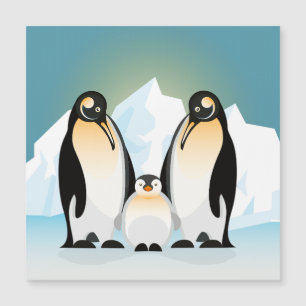 Familia pingüino contra los icebergs