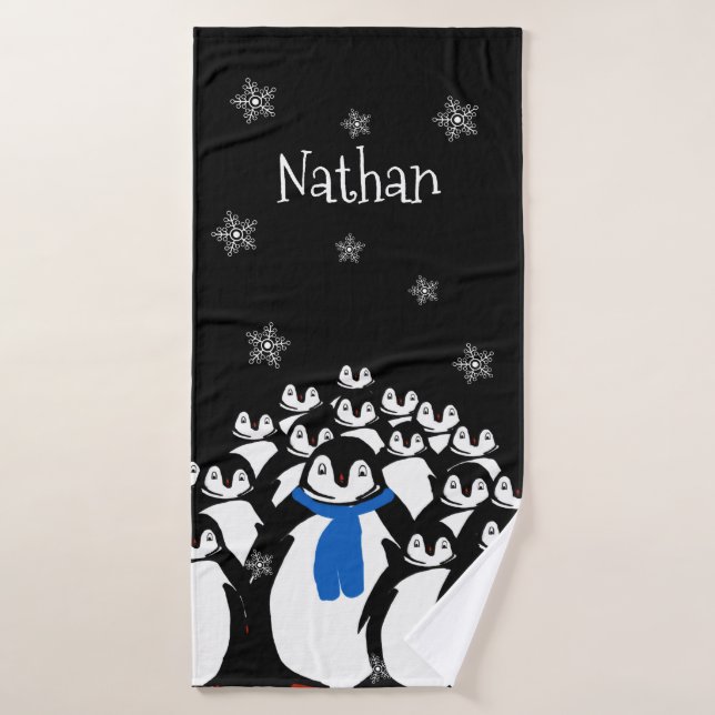 Familia Pingüino Personalizada (Toalla de baño)