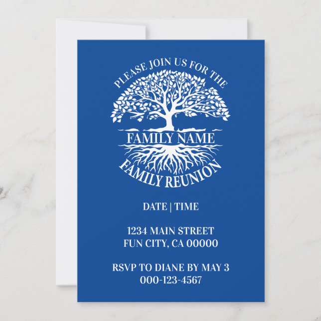 Familia Raíces Familia Reunión Invitación a árbol  (Anverso)