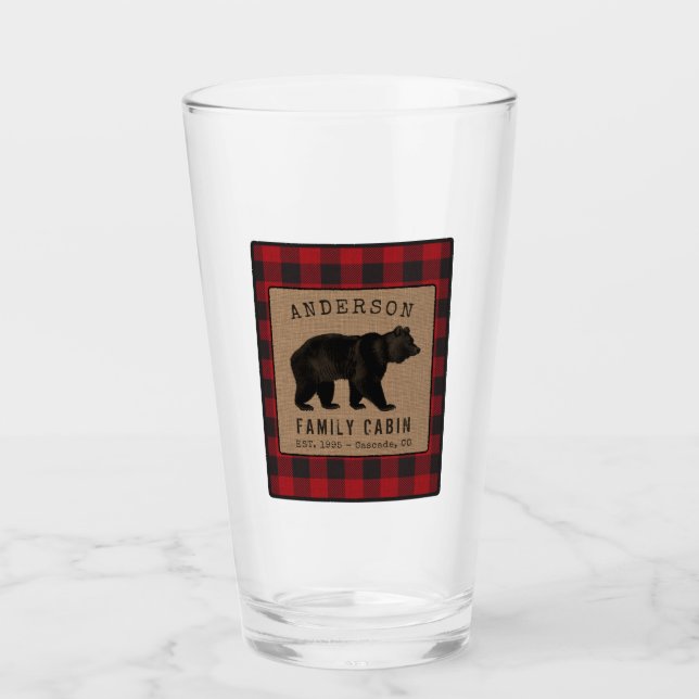 Familia Rustic Bear Cabina Red Buffalo Plaid Burla (Anverso)
